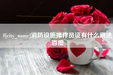 甘南消防设施操作员证有什么用途百度